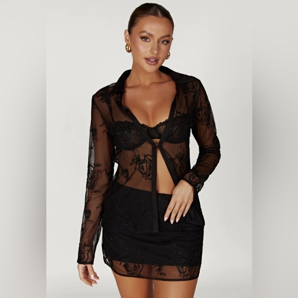 Meshki Vivica Embroidered Mesh Shirt